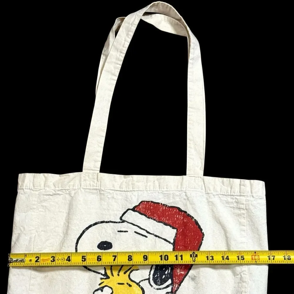 Cotton On Christmas Peanuts Snoopy Woodstock Canvas Tote Reusable Shopping Bag